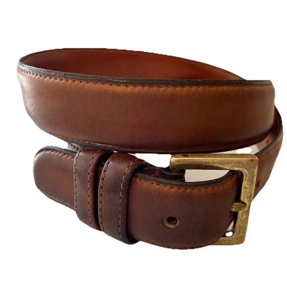 COACH Authentic Glove Leather Belt Mens Sz 34 85 Honey Brown Brass Buckle 7603 - Picture 2 of 13
